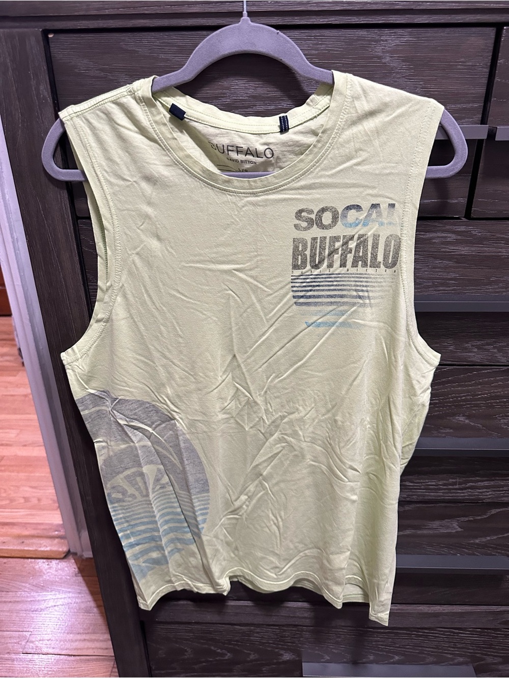 Buffalo David Bitton Light Green SoCal Graphic Muscle Tee Men’s